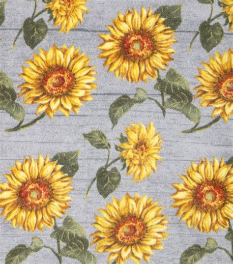 Luxe Fleece Fabric-Sunflowers On Wood | JOANN