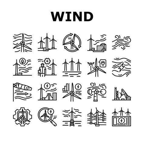 Premium Vector Wind Turbine Power Energy Farm Icons Set Vector