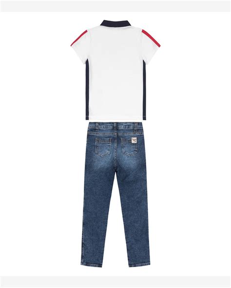 Riachuelo Conjunto Infantil Camisa Polo E Calça Trick Nick Branco