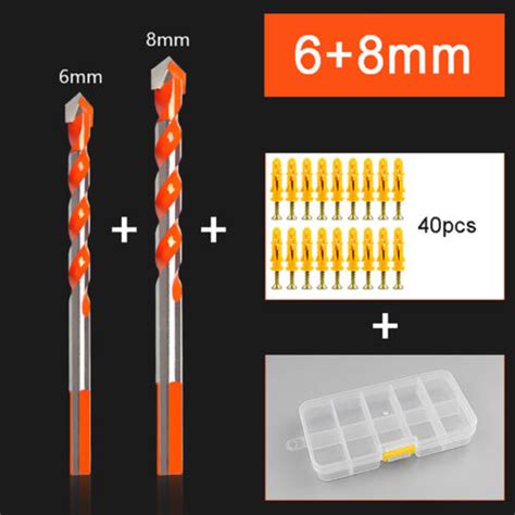 Multi Construction Drill Bits Set 6 8mm Drlling Tile Glass Masonry Concrete Wood Ebay