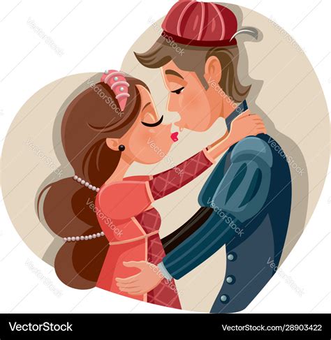 Romeo and juliet kissing Royalty Free Vector Image