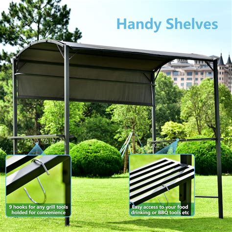 Bayfeve 7 Ft X 45 Ft Gazebo Rectangle Gray Metal Polyester Roof Grill