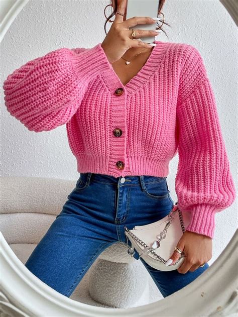 Button Front Drop Shoulder Cardigan Winter Fashion Outfits Casual Sweater Fashion Crochet