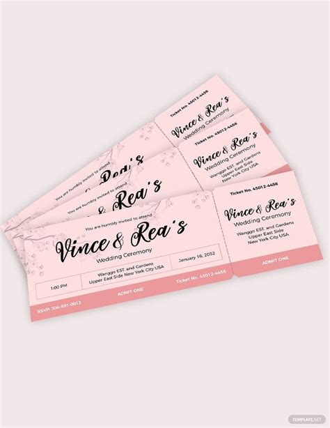 Simple Wedding Ticket Template in Word, Illustrator, PSD, Publisher ...