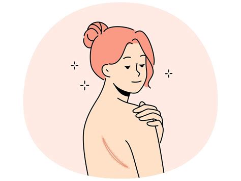 Naked Woman Show Scar On Back Vector Art At Vecteezy