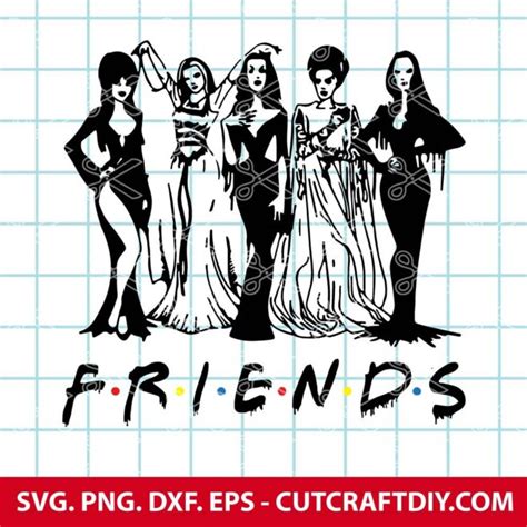 Friends Halloween Svg Horror Girls Svg Morticia Addams Svg Vampira