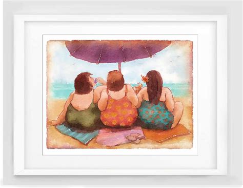 Chubby Women on Beach , Fat Women Art, Beach House Art, Large Wall Art ...