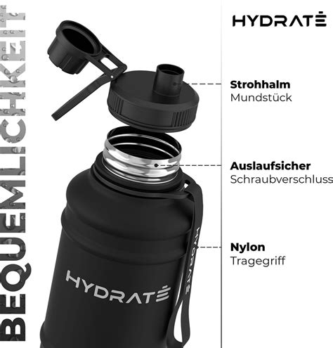 Hydrate Rvs Waterfles L Bpa Vrij Met Draagriem En Lekvrije