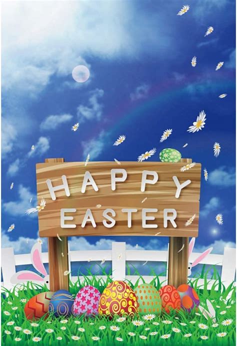 Amazon Leyiyi X Ft Cartoon Happy Easter Backdrop Cute Rabbits