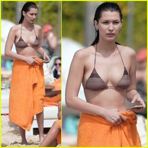 Bella Hadid Shows Off Her Bikini Bod In St Barts Bella Hadid Bikini