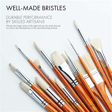 ARTIFY Oil Paint Brushes Set 15Pcs Professional Natural Chungking