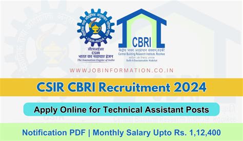 CSIR CBRI Recruitment 2024 Notification PDF For Apply Online For