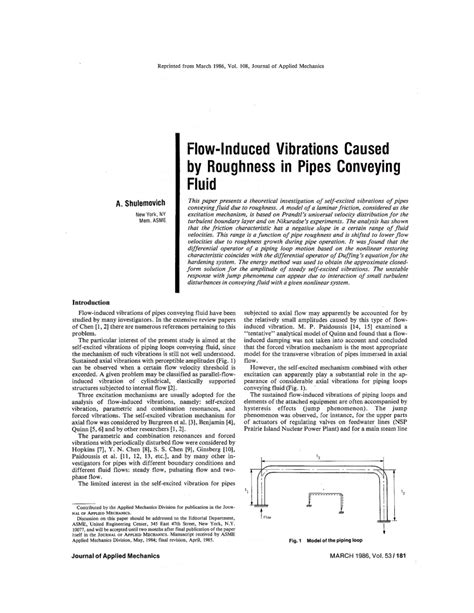 Pdf Flow Induced Vibrations Caused By Roughness In Pipes Conveying Fluid