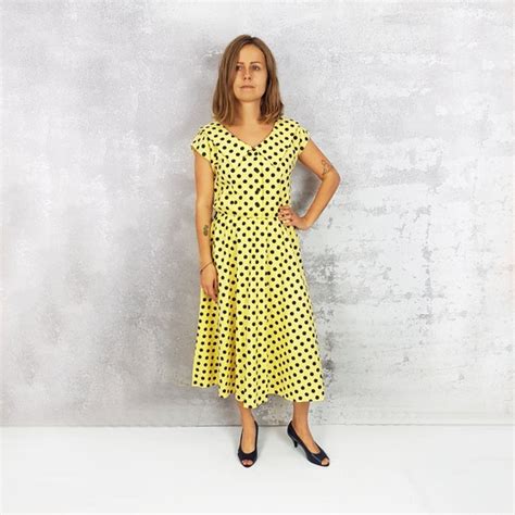 Retro Yellow Polka Dot Dress