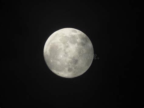 Beautiful Closeup Shot Of The Full Moon In The Dark Night Sky Stock