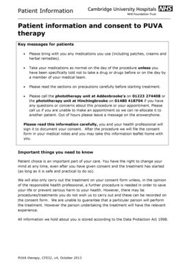 Fillable Online Cuh Org Patient Information And Consent To PUVA Cuh