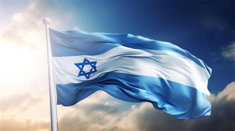 Premium AI Image | Israel Flag waving in the wind close up of Israeli flag