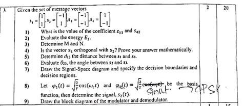 Solved Given The Set Of Message Vectors Chegg