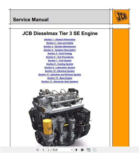 Jcb Engines Ecomax Cylinder Tier Final Sj Dj Service Manual