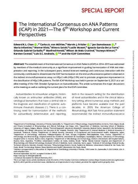 Pdf The International Consensus On Ana Patterns Icap In 2021—the