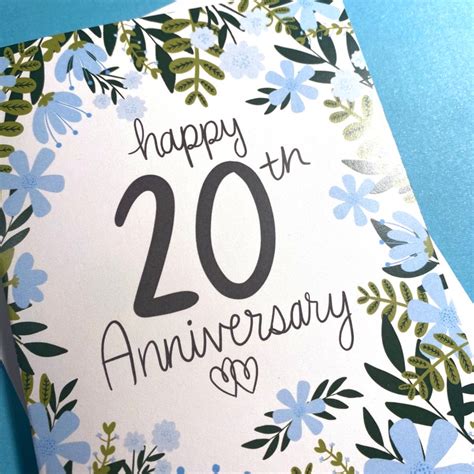 20th Anniversary Card 20th Wedding Anniversary T Platinum Etsy