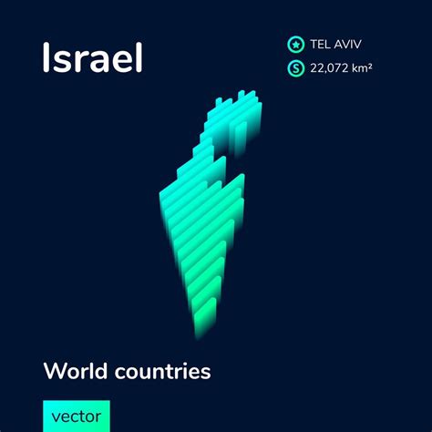 Mapa 3d De Israel El Mapa Isométrico Vectorial Rayado Estilizado De