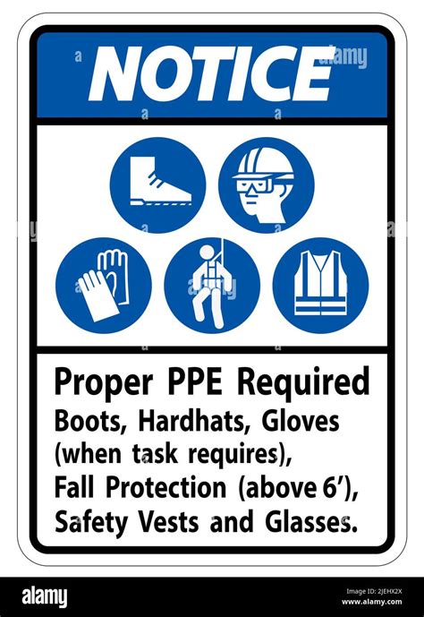 Notice Sign Proper PPE Required Boots Hardhats Gloves When Task