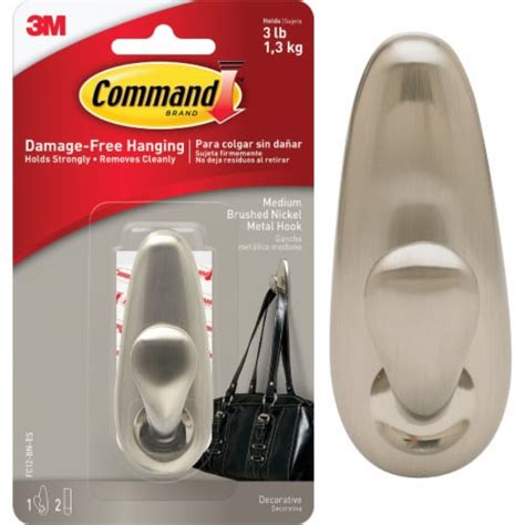 Command Medium Forever Classic Hook Brushed Nickel Hook Strips