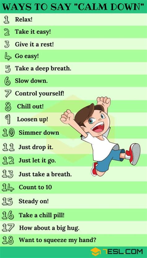 Ways To Say Calm Down In English Formal Informal Esl