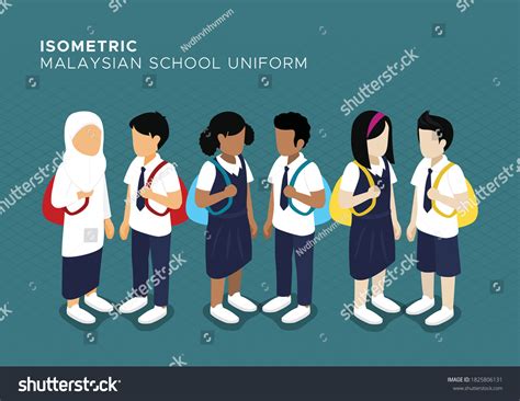 Isometric Malaysian Primary Student School Uniform Stock Vector ...