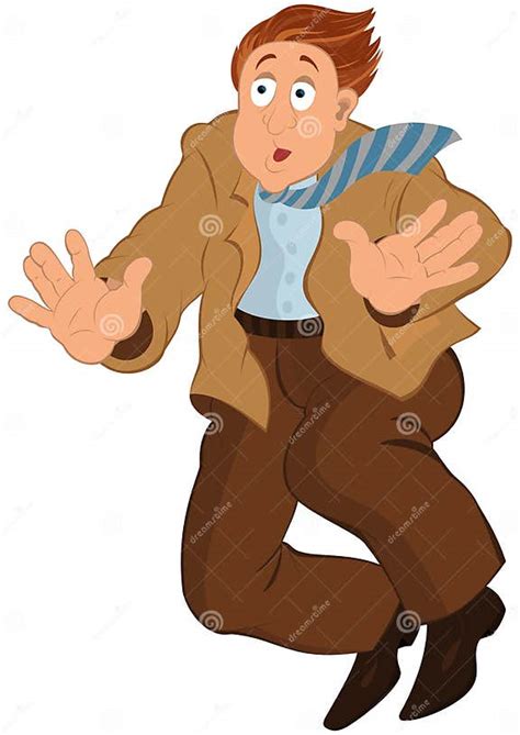 Cartoon Man In Brown Jacket And Tie Falling Down Stock Vector