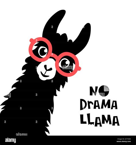 Cute Cartoon Llama Design With No Drama Llama Motivational Quote