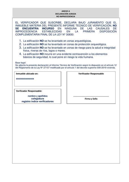 Declaración jurada de verificador ley uDocz