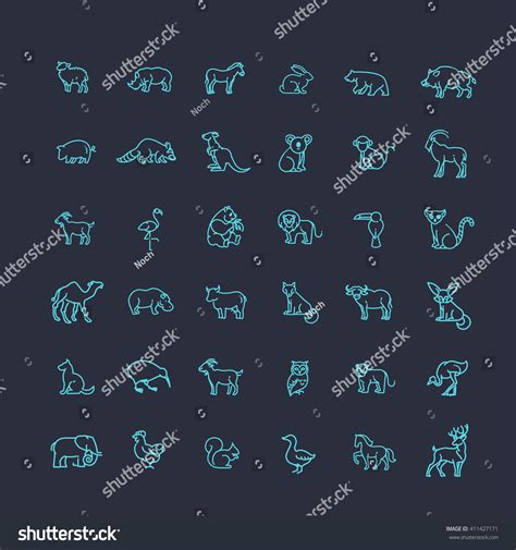 Vector Icons Zoo Animals Stock Vector 411427171 - Shutterstock