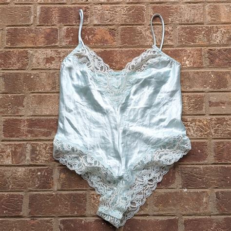 Vintage Intimates Sleepwear Vintage S Light Blue Satin And Lace Teddy Lingerie Cine Star