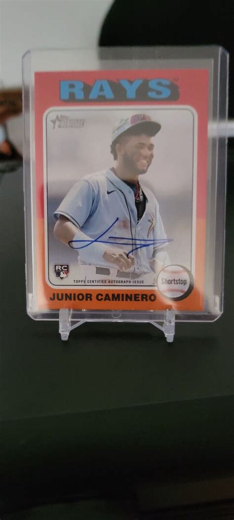 Topps Heritage Junior Caminero Real One On Card Rookie Auto Rays