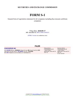 Fillable Online Filing Of Sec Registration Statement Form S Sample