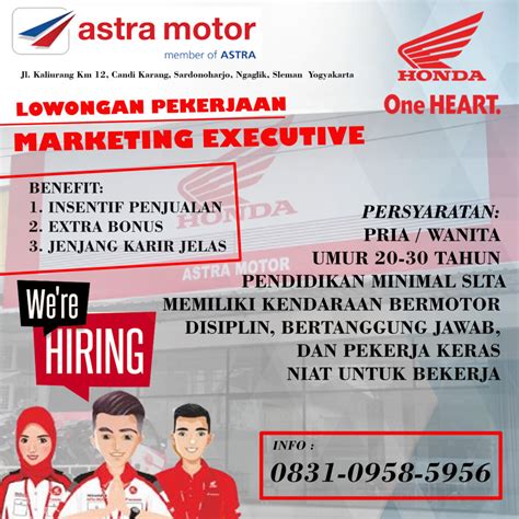 Lowongan Kerja Marketing Executive Di Astra Honda Motor Lokerjogja Id