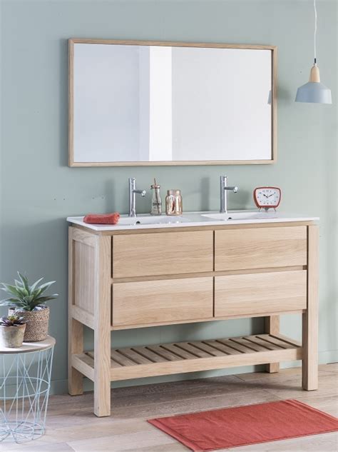 Meuble Double Vasque Easy 120cm Chêne Massif Huilé Naturel