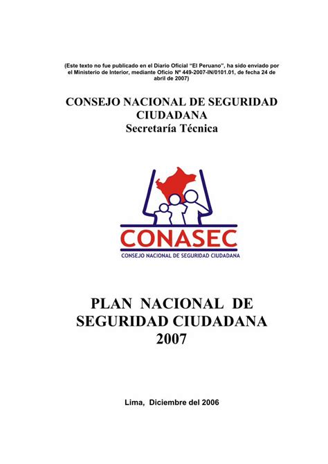 PDF PLAN NACIONAL DE SEGURIDAD CIUDADANA 2007spij Minjus Gob Pe