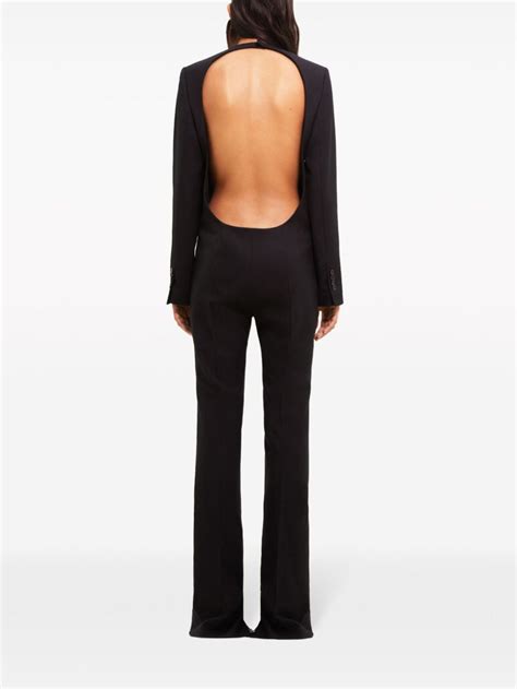 Courrèges open back Virgin Wool Jumpsuit Black FARFETCH