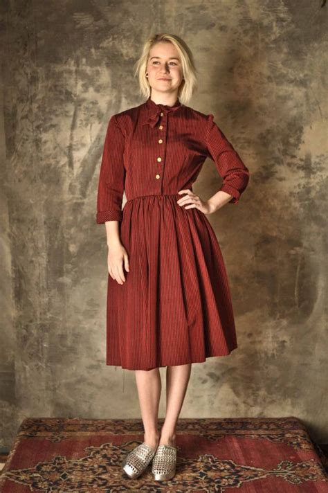 1940s Red Stripe Jaunty School Teacher Dress Etsy Teacher Dresses Dresses Charming Dress