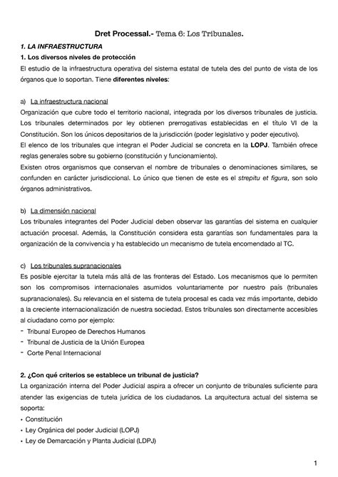 Apunts U Apuntes Procesal Dret Processal Tema Los Tribunales