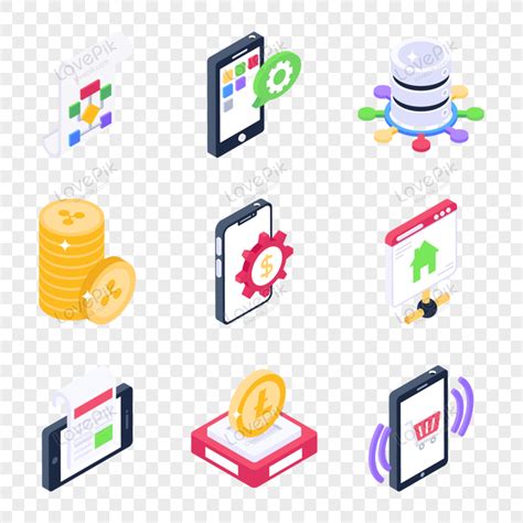 Network Isometric PNG Images With Transparent Background Free