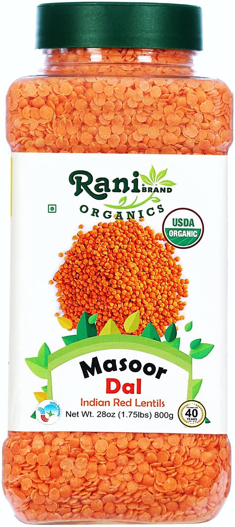 Rani Organic Masoor Dal Red Split Lentils 28oz 800g Pet Jar All