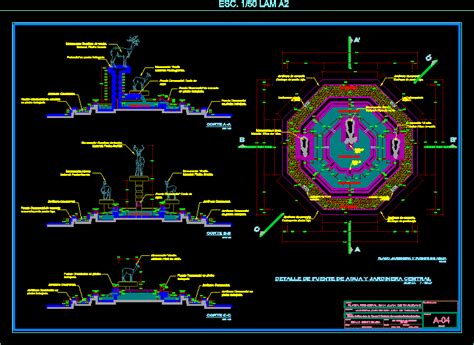 Water Fountain Detail In AutoCAD CAD Library