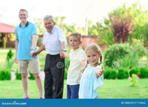 Portrait of Happy Old Grandfather and Cute Children Stock Image - Image of granddaughter, girl ...