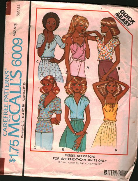 6009 Vintage Mccalls Sewing Pattern Misses Tops Etsy