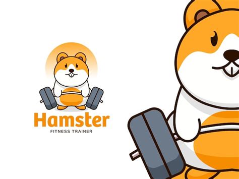 Premium Vector Cute Hamster Gym Fitness Icon Illustration Hamster