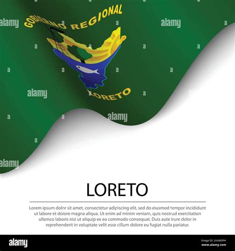 La bandera ondeada de Loreto es una región del Perú sobre fondo blanco